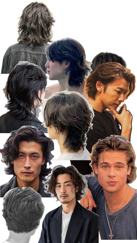 Med Length Haircuts Men, Mens Wolf Cut Straight Hair, Wolf Cut Mens Short, 90s Haircuts Men, Wolfcut Men Short, Wolfcut Men Straight Hair, Asian Men Wolfcut, Textured Wolf Cut Men, Short Black Hair Men