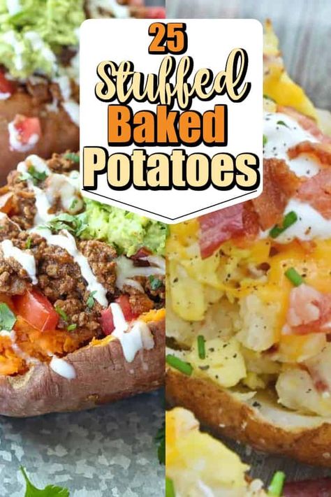 Meat Stuffed Baked Potatoes, Gourmet Baked Potato, Bbq Loaded Baked Potato, Stuffed Jacket Potato Recipes, Loaded Baked Potato Bar Toppings, Baked Potatoes With Meat, Stuffed Baked Potato Recipes, Sides Potatoes, Bbq Baked Potatoes