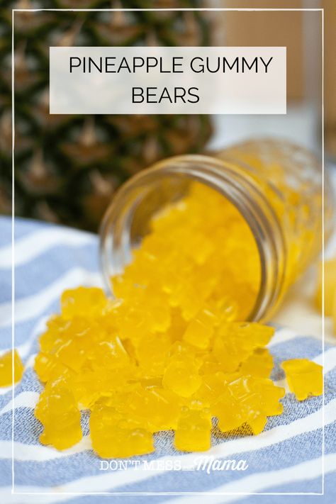 These pineapple gummy bears are the perfect healthy snack for kids and sweet treat the whole family. Made using just two ingredients. Backyard Luau, Hawaii Recipes, Healthy Snack For Kids, Homemade Gummy Bears, Gummy Snacks, Healthy Gummies, Homemade Gummies, Strawberry Mango Smoothie, Healthy Fruit Snacks