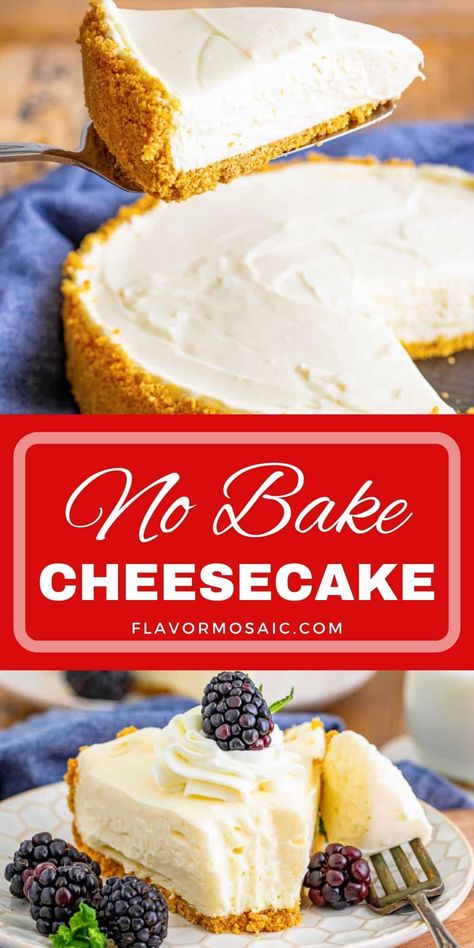 Homemade No Bake Cheesecake, Original Cheesecake Recipe, Basic Cheesecake Recipe, Smooth Cheesecake, Cheesecake Recipes Easy Homemade, Basic Cheesecake, Best No Bake Cheesecake, Cheescake Recipe, Easy No Bake Cheesecake