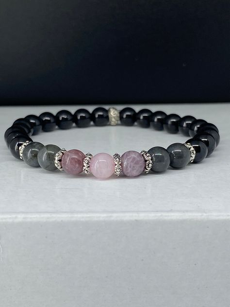 Black Tourmaline Bracelet, Rose Quartz Healing, Black Labradorite, Reading Pa, Black Beaded Bracelets, Bracelets Design, Tourmaline Bracelet, Labradorite Bracelet, Rose Quartz Bracelet