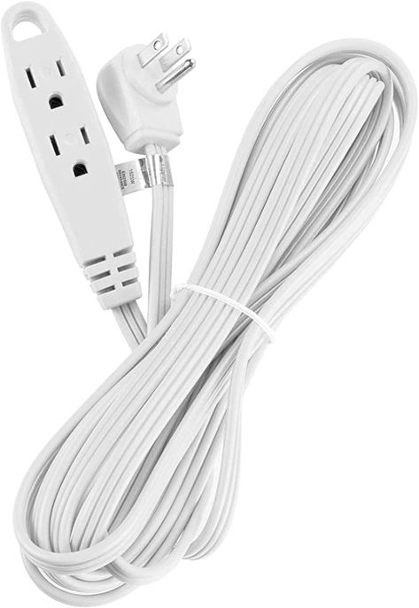 3 Outlet Extension Cord with Flat Plug, 15 Foot, 16AWG 13A - 125V -1625W, UL Listed, White - - Amazon.com Outlet Extension, Outlet Plug, Extension Cords, Extension Cord, Small Apartment, Outlet, Cable, Apartment, Collage