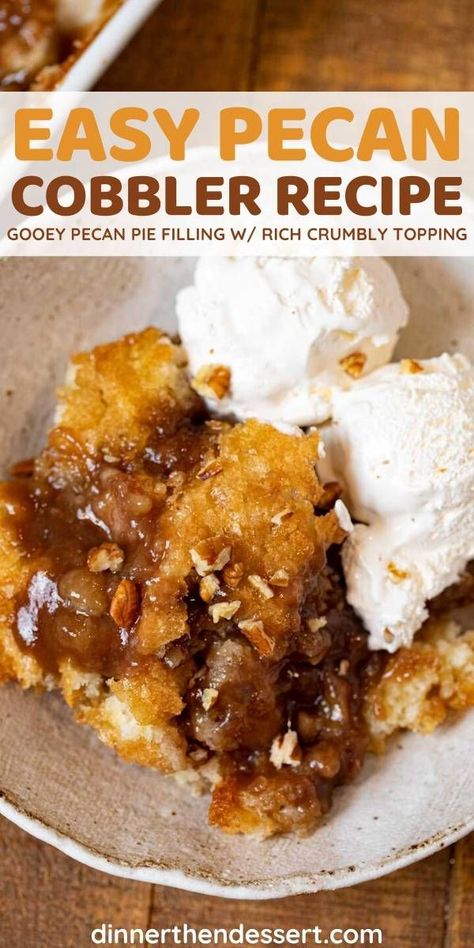 Pecan Cobbler tastes like the best ever pecan pie and ready in half the time. #dessert #pecanpie #pecans #cobbler #dessertcobbler #dinnerthendessert Pecan Cobbler Recipe, Best Dessert Ever, Pecan Pie Cobbler, Cobbler Recipes Easy, Pecan Cobbler, Pecan Desserts, The Best Dessert, Cobbler Recipe, Pecan Pie Recipe