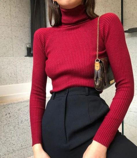 Simple Business Outfits, Dressy Sweaters, Outfits Dressy, Outfit Chic, Pullover Outfit, Turtle Neck Sweater, Elegante Casual, Fashion Business, Mode Inspo