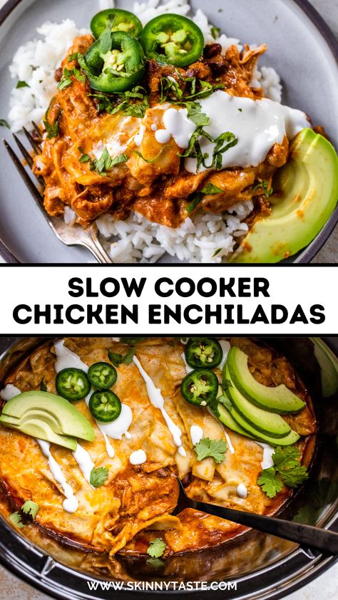 Slow Cooker Chicken Enchiladas, Enchilada Recipes, Thigh Recipes, Healthy Crockpot, Crockpot Recipes Slow Cooker, Recipes Keto, Dinner Recipes Crockpot, Keto Chicken, Healthy Crockpot Recipes