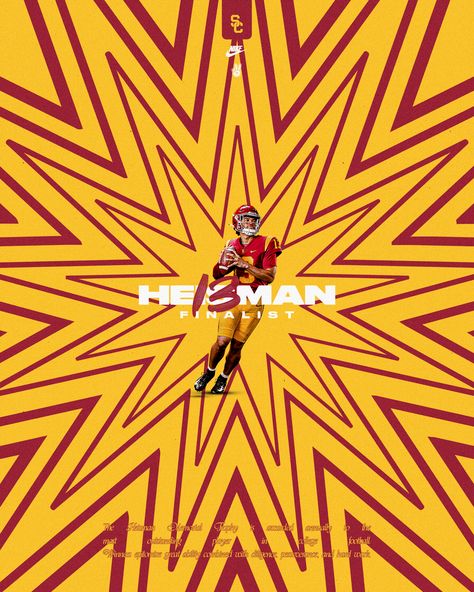 USC Football graphic design Match Day Graphic, Retro Sports Design, Vintage Sports Graphic Design, Basketball Design Ideas, Playoffs Graphic Design, Football Design Graphics, Gameday Graphics Design, Gameday Design, Gameday Graphics Football