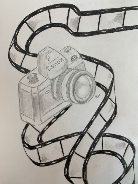 Camera, film, canon, pencil art, pencil sketch, pencil drawings, #camera, #pencildrawing, #pencilart, #canon Old Film Camera Drawing, Drawing Ideas Camera, Film Camera Sketch, Painting Of A Camera, Camera Drawing Art Creative, Film Drawing Sketches, Vintage Camera Drawing Simple, Camera Sketch Drawings, Drawings Of Cameras