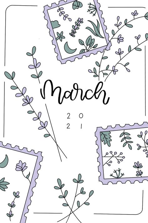 March Journal Cover Page, March Reading Journal, March Journal Page, March Title Page, March Bujo Ideas, Boulet Journal March, March Planner Ideas, Bujo March Cover, March Cover Page Bullet Journal