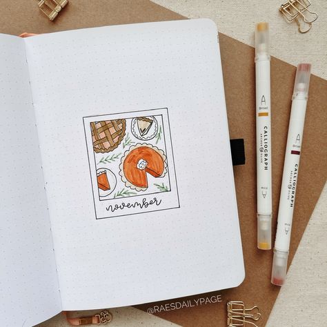 November Calendar Drawing, Planer Ideas November, November Bujo Theme Ideas, November Bujo Calendar, November Dot Journal, Fall Theme Journal, November Title Page, Thanksgiving Journal Ideas, November Journal Page