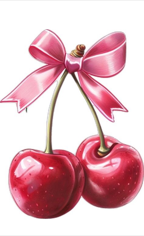 Coquette Png Aesthetic, Cherry With Bow, Cherry Pictures, Cherries Aesthetic, Ribbon Transparent, Cherry Png, Coquette Cherry, Coquette Design, Vintage Halloween Cards