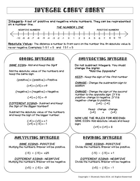 Teaching Integers, Positive And Negative Numbers, Math Reference Sheet, Math Cheat Sheet, Math Integers, Numbers Worksheets, Math Interactive, Negative Numbers, Math Interactive Notebook