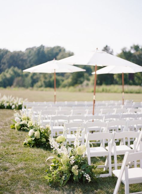 Timeless Pastel Salamander Resort Wedding - United With Love | Audra Wrisley Photography | White Folding Chairs with Greenery and White Aisle Flowers | Wedding Ceremony Floral Design and Decor Outdoor Garden Wedding Ceremony, White Folding Chairs Wedding, Wedding Aisle Decorations Outdoor, Outside Wedding Ceremonies, Installation Wedding, Middleburg Va, Park Wedding Ceremony, Wedding Aisle Outdoor, White Folding Chairs