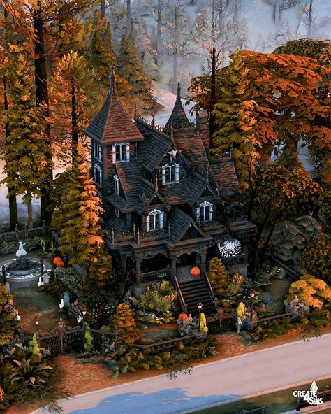 New Spooky Speed Build on my Youtube Channel (no CC) ╰┈➤ Haunted Victorian House Happy Spooky Season ✨️ I am so excited to show you this Halloween themed build I did in Forgotten Hallow! I really hope you like it! Let me know what you think of this build 🎃 Haunted Victorian House, Sims 4 Witch House, Sims 4 Victorian House, Happy Spooky Season, Vampire House, Witchy Cottage, Sims 4 Cottage, Witchy House, Goth Houses