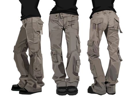 Male Pants Drawing, Pants Folds Reference, How To Draw Shorts, How To Render Clothes, Ripped Jeans Drawing, Jeans Drawing Reference, Fold Reference, Draw Pants, How To Draw Pants