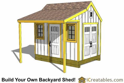 8x12 Shed Plans - Buy Easy to Build Modern Shed Designs 10x12 Shed, 8x12 Shed Plans, Shed Design Plans, 10x12 Shed Plans, Shed Floor Plans, Shed With Porch, Lean To Shed Plans, Diy Storage Shed, Shed Building