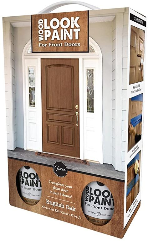 Giani Wood Look Paint Kit for Front & Interior Doors (Black Walnut) - - Amazon.com Wood Look Paint, Giani Countertops, Giani Countertop Paint, Stucco Colors, Black Interior Doors, Painting Countertops, Wood Front Doors, Honey Oak, Painted Front Doors