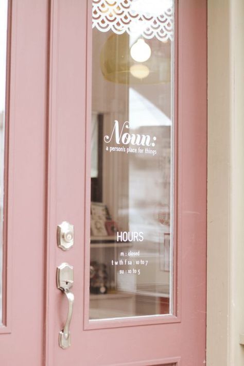 The color and design of that door is beautiful and the name of the store is genius! Salon Suites, Beauty Salon Design, Decor Ikea, Pink Door, Design Salon, Salon Interior Design, Shop Fronts, Boutique Interior, Shop Front