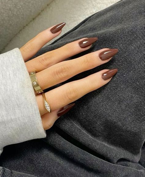 Espresso Nails, Espresso Brunette, Milky Nails, Subtle Nails, Casual Nails, Almond Acrylic Nails, Neutral Nails, Brown Nails, Girls Nails