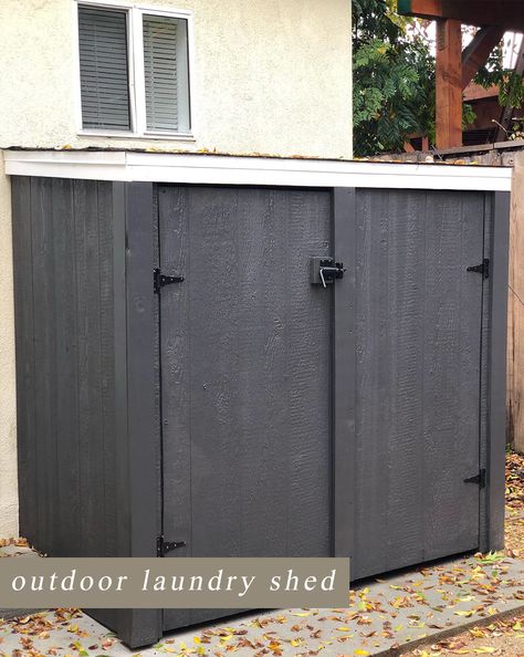 Outdoor Washing Machine Storage, Outdoor Washer And Dryer Shed, Washer Dryer Outdoor Cover, Outside Washer And Dryer Ideas Backyard, Laundry Outdoor Ideas, Laundry Shed Outdoor, Outdoor Washer And Dryer, Washer And Dryer Outside Shed, Outside Washer And Dryer Ideas