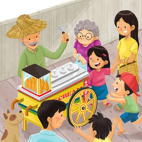 Sorbetes is a traditional Filipino ice cream that is popular throughout the Philippines. Philippines Tradition, Filipino Ice Cream, Philippine Traditions, Book Portfolio, Filipino Art, Retro Wallpaper Iphone, Picture Books Illustration, Book Art Diy, Kids Story Books