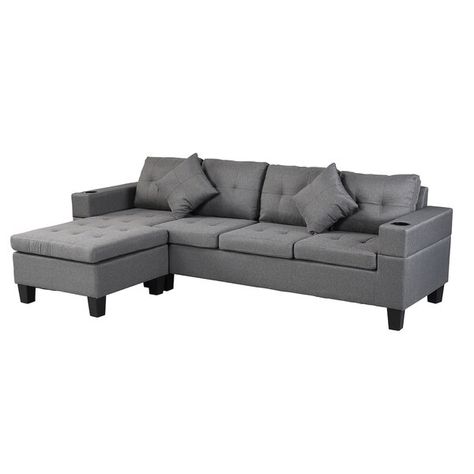 Ansbert 98" Reversible Sectional Grey Sofa Set, Sofa Set For Living Room, Grey Sofa, L Shaped Couch, Grey Sectional, Modern Sofa Sectional, Sectional Sofa Couch, Upholstered Sectional, Gray Sofa