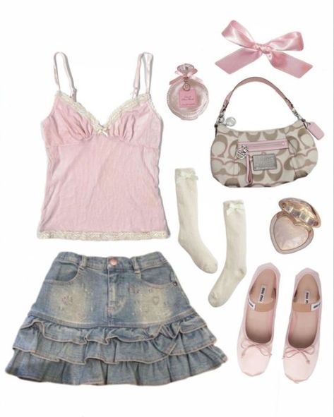 #fashion #shojo #aesthetic #coquette #outfit Couture, Y2k Soft Outfits, Pink Outfits Cute, Aliahya Core Outfits, K-12 Inspired Outfits, Cutesy Fashion, Pink And Blue Outfit, Coquette Fits, Cute Outfits Pink