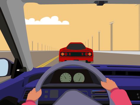 A driver trying to overtake on the highway. We've all had that annoying experience of drivers trying to block your path. Illustration by @Neil Rebello Driver Illustration, Road Animation, Car Graphic Design Illustration, Driving Illustration, Car Animation Gif, Driving Car, Car Gif, Car Animation, Islamic Cartoon