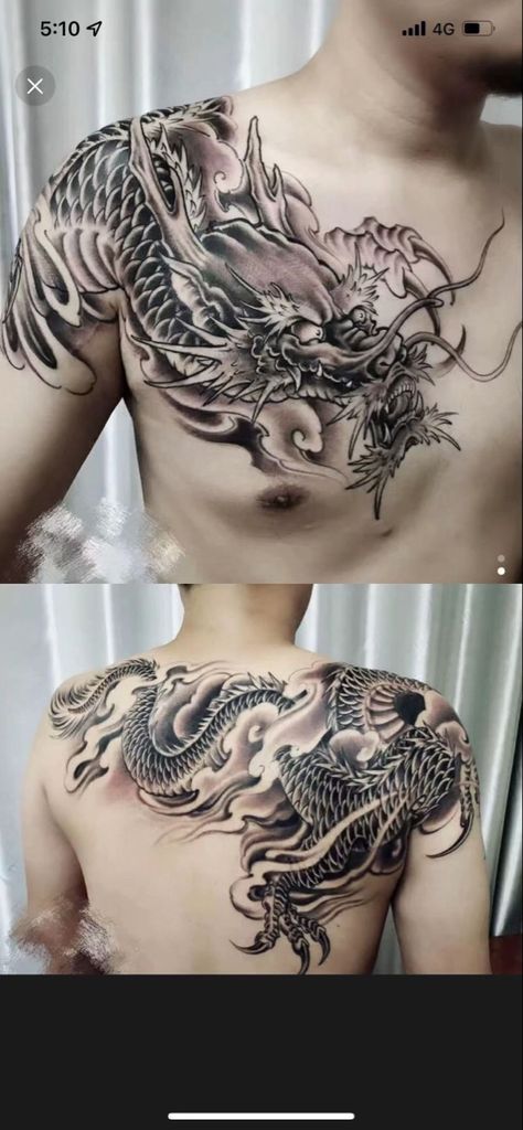 Japanese Dragon Tattoo Art Sleeve, Japanese Dragon Chest Tattoo Men, Japanese Dragon Tattoos Chest, Japanese Chest Tattoo Design For Men, Japanese Dragon Tattoo Designs For Men, Japanese Dragon Shoulder Tattoo, Dragon Chest Tattoo Men, Chest Tattoo Dragon, Chest Dragon Tattoo