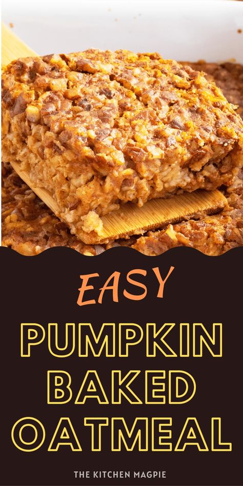 This pumpkin baked oatmeal is a great start to the day with a great pumpkin flavor and hearty oatmeal to keep you full. Pumpkin Baked Oatmeal, Pumpkin Oatmeal Muffins, Baked Pumpkin Oatmeal, Super Start, Pumpkin Recipes Easy, Oatmeal Bread, Pumpkin Pudding, Pumpkin Pie Mix, Great Pumpkin