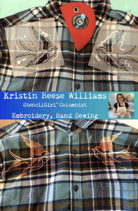 Distressing Flannel Shirts Diy, Bleached Plaid Shirt Diy, Bleaching Shirts With Stencils, Painted Flannel Shirt Diy, Bleaching A Flannel Shirt Diy, Bleached Denim Shirt Diy, How To Distress Flannel Shirts Diy, Flannel Cricut Ideas, Western Style Clothing For Women