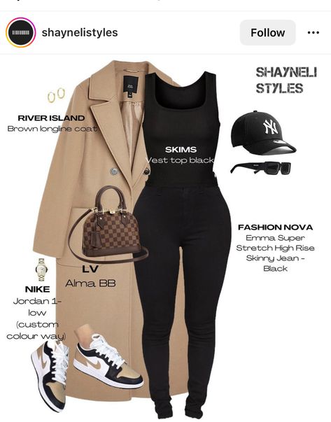 Essential Brand Outfits Men, Fashion Inspo Outfits Office, Birthday Outfit Ideas For Women 38, Charity Walk Outfit, Womens Outfits With Dunks, Airport Outfit Black Women Fall, Outfit For Boxing Event, Cold Weather Outfits Dunks, Ny Ball Cap Outfit