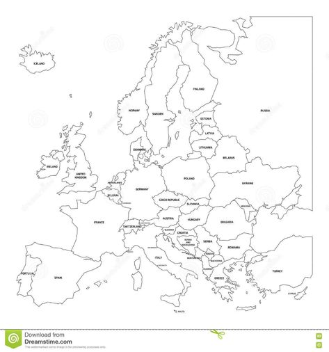 Outline map of Europe stock vector. Illustration of continent - 78067779 Europe Map Printable, City Logos Design, Camp Theme, Map Of Europe, Europe Continent, European Map, Map Printable, Map Puzzle, Europe Countries