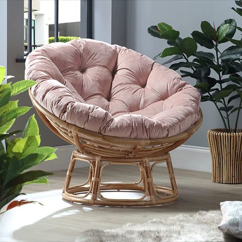 PAPASAN CHAIR: Hand-crafted from natural rattan material, this luxury papasan chair makes for a stunning place to sit. ADJUSTABLE: With the seat being separate to the frame, the circular design allows you to adjust the papasan chair into different positions for comfort. UK MANUFACTURING: All cushions are made in the UK on our made to order service, providing the highest quality. SUSTAINABLE MATERIAL: Hand-crafted & hand-weaved cane frame through sustainable farming. #ad Snuggler Chair, Blush Cushions, Natural Chair, Upholstered Accent Chairs, Papasan Chair, Wicker Furniture, Room Inspiration Bedroom, Handmade Furniture, My New Room