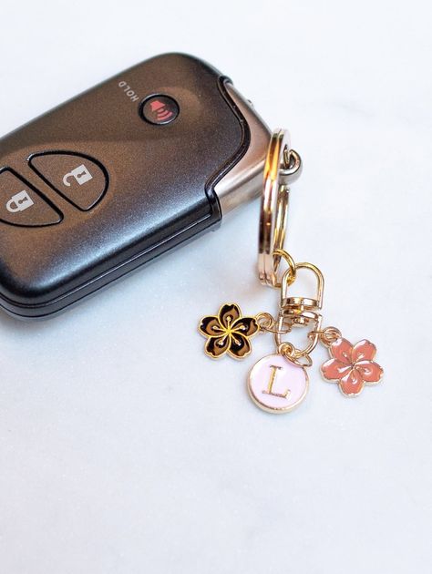 Personalized Flower Charms Aesthetic Keychain, Custom Letter Initial, Small Lightweight Car Key Accessory | Gift for Friendship | BFF Gift -  #accessory #Aesthetic #bff #Car #Charms #Custom #Flower #friendship #gift #Initial #Key #Keychain #letter #Lightweight #personalized #small Car Keys Keychain Ideas, Car Keychain Ideas, Charms Aesthetic, Aesthetic Keychain, Keychain Aesthetic, Girly Car Accessories, Car Things, Bff Gift, Girly Car