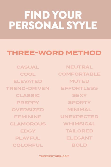 What's Your Personal Style? How To Find Your Aesthetic, Personal Style Quiz, Fashion Styles Types, Personal Style Types, Words To Describe Yourself, Find Your Aesthetic, Fashion Words, Fashion Vocabulary, Three Words