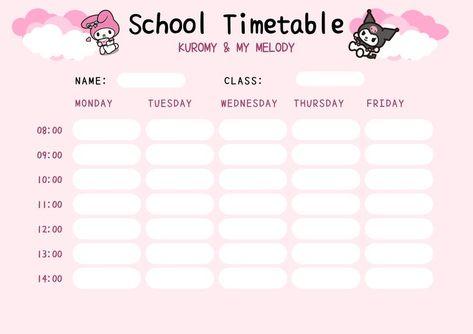 Hello Kitty School, Studie Hacks, Paznokcie Hello Kitty, Daily Schedules, School Timetable, Study Planner Printable, Hello Kitty Printables, Note Writing Paper, Hello Kitty Crafts