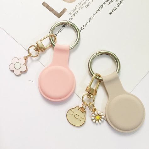 Korean Keychain, Korea Flower, Air Tags, Airtag Keychain, Korean Flower, Airtag Case, Air Tag, Tote Bags For School, Flower Cat