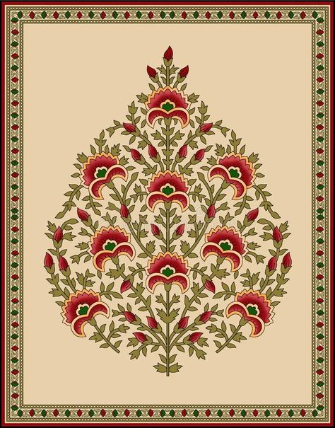 Seamless Indian mughal flower motif stock illustration Mughal Flower Motif, Mughal Flower, Mughal Art Paintings, Persian Art Painting, Kalamkari Painting, Mughal Paintings, Indian Flowers, Pichwai Paintings, Madhubani Art