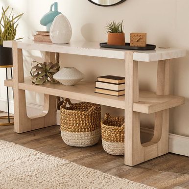 Tan Console Table, Console Table Under Window, Marble Entry Table, Boho Entryway Table, Entry Console Table Decor, Console Tables In Living Room, Scandinavian Console Table, Boho Console Table, Kitchen Console Table