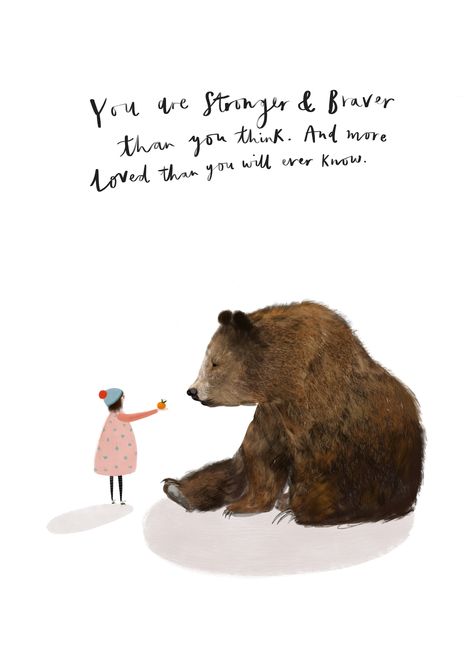 Motivational Art Prints, Bear Illustration, 자수 디자인, Motivational Art, Bear Art, E Card, Quotes For Kids, Pretty Words, The Words