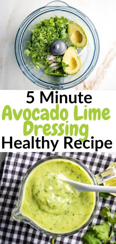 Healthy Avocado Dressing, Avocado Cilantro Lime Dressing, Avocado Dressing Recipe, Avocado Cilantro Dressing, Vegan Dressings, Dairy Free Dressing, Oil Free Salad Dressing, Avocado Lime Dressing, Delicious Salad Dressings