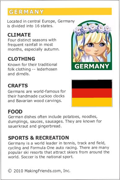 Germany Fact Card for your Girl Scout World Thinking Day or International celebration. Free printable available at MakingFriends.com. Fits perfectly in the World Thinking Passport, also available at MakingFriends.com Facts About Germany, Germany Facts, Germany For Kids, Around The World Theme, Country Studies, Homeschool Geography, Country Facts, World Thinking Day, Sweetheart Top