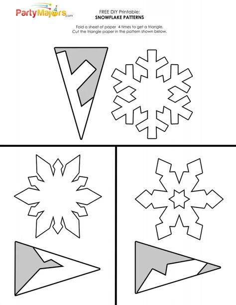 Folded Snowflake Template, Snowflake Patterns To Cut Out, Cut Snowflakes For Kids, Snow Flake Pattern Simple, Paper Snowflake Template Easy, Snowflakes Pattern Printable, Simple Snowflake Cutout, Snowflake Shapes Preschool, Paper Snowflake Craft For Kids