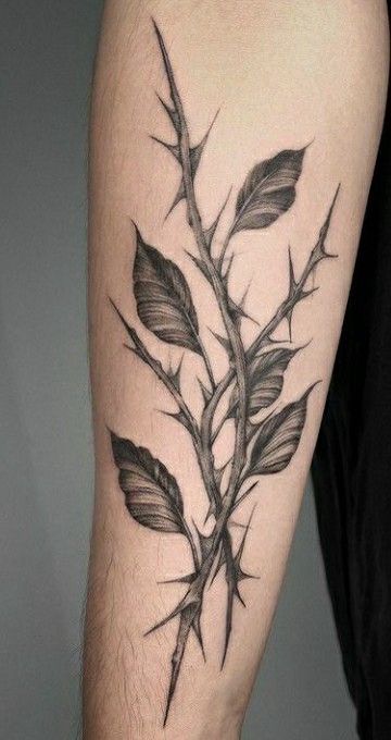 Rose Thorn Tattoo, Rose Vine Tattoos, Thorn Tattoo, Backpiece Tattoo, Pisces Tattoo, Around Arm Tattoo, Bone Tattoos, More Tattoo, Vine Tattoos