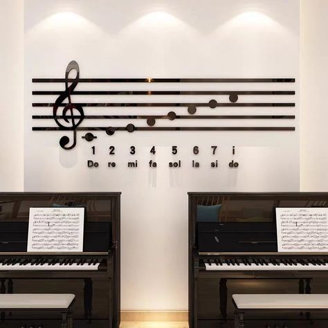 Piano Note Acrylic Wall Stickers Music Classroom Diy Art Wall Decoration Training Classroom Mirror 3d Stickers Home Decor - Wall Stickers - AliExpress Classroom Mirror, Diy Art Wall, Music Wall Decal, Music Classroom Decor, Classroom Diy, Diy Classroom Decorations, Diy Classroom, Wall Stickers Bedroom, Mirror Wall Stickers