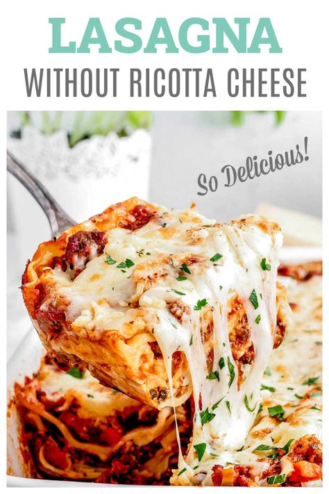 Meat Lasagna Without Ricotta Cheese, Lasagne No Ricotta, Homemade Lasagna No Ricotta, Substitute For Ricotta Cheese In Lasagna, Cream Cheese Lasagna Recipe, Bechamel For Lasagna, Lasagna With Veggies And Meat, Easy No Meat Lasagna Recipe, Lasagna Recipes Without Ricotta