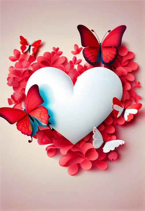 Valentines Day Background with Hearts and Butterflies Valentine Wallpaper Hd, Love Is Like A Butterfly, Watercolor Wallpaper Phone, Hearts And Butterflies, Heart Photos, Lovely Good Morning Images, Cow Print Wallpaper, Month Of Love, Romantic Wallpaper