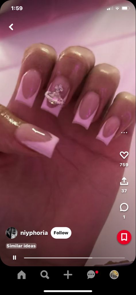 Pink Planet Charm Nails, Pink French Tip Nails Charms, French Tip Nails With Planet Charms, Vivienne Westwood French Tip Nails, Short Pink Nails With Gems, Nails With Vivienne Westwood Charms, Vivienne Westwood Nails Short, Pink French Tip Nails With Charms, Birthday Nails Ideas Pink