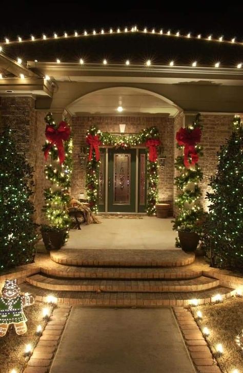 Entrance Outdoor, Christmas Lights Outside, Christmas House Lights, Christmas Dreaming, Christmas Themes Decorations, Christmas Decorations Diy Outdoor, Christmas Inspo, Outdoor Christmas Lights, Christmas Home Decor