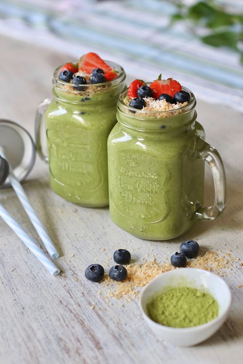 Tropical Matcha Green Smoothie | Pick Up Limes | Nourish the Cells & the Soul Berry Toast, Matcha Smoothie, Nutrition Articles, Unsweetened Coconut Milk, Banana Coconut, Unsweetened Coconut, Matcha Green, Peanut Butter Banana, Unsweetened Almond Milk